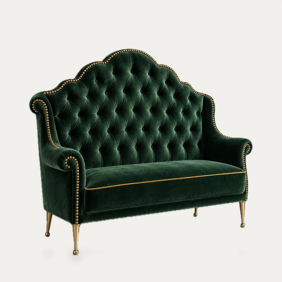 Regency Scallop Velvet Banquette